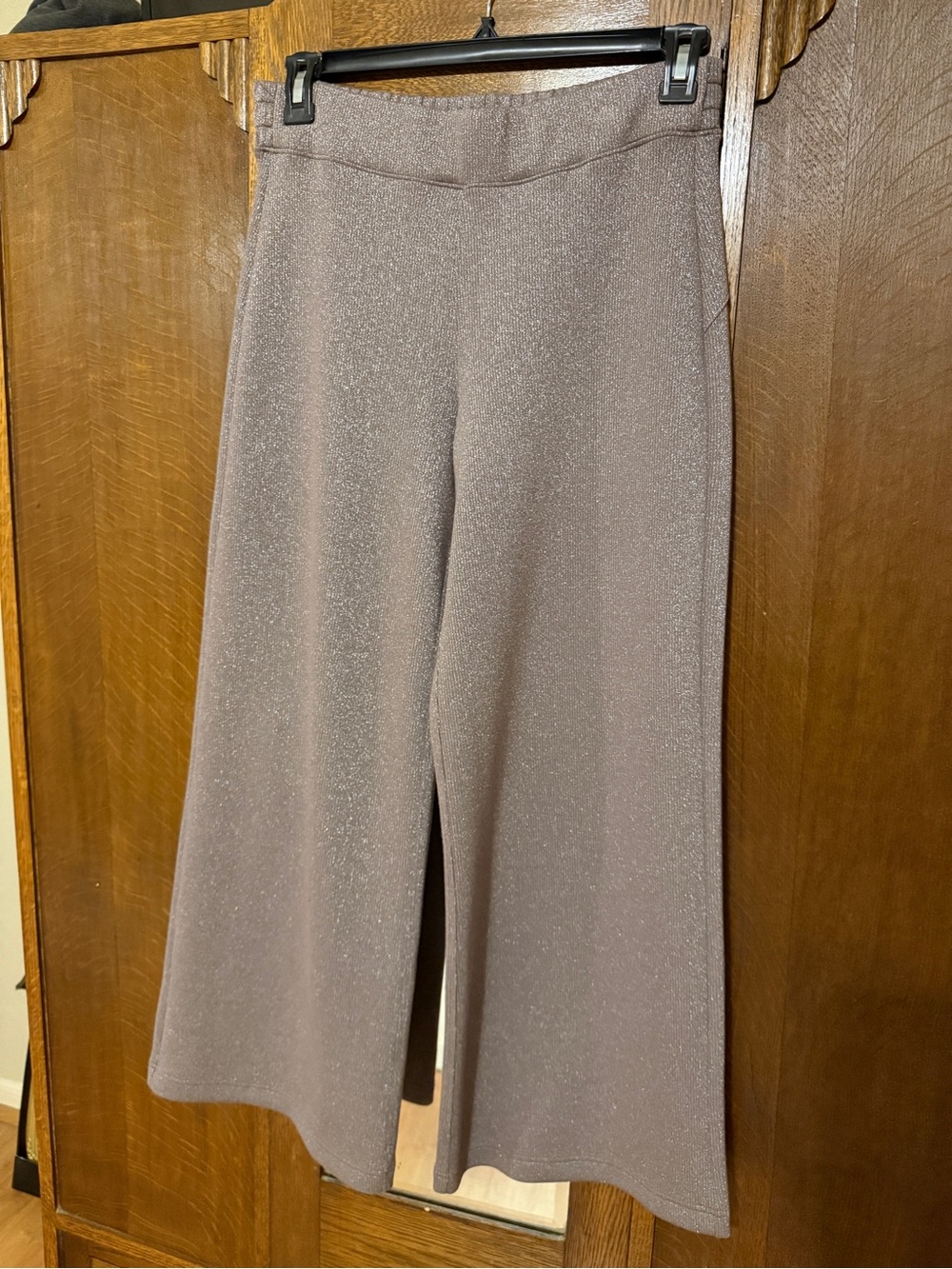 SPANX Silver Metallic Lavender Wide-Leg Pull-On Pants, XL